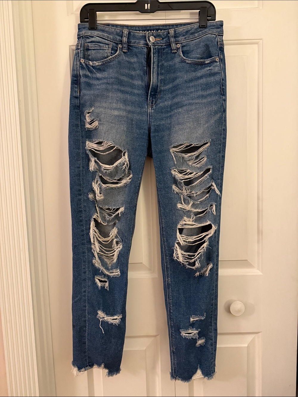 American Eagle Outfitters Ripped Skinny Jeans in Blue